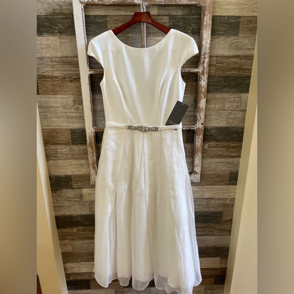 White Cocktail Dress with Rhinestone Accent